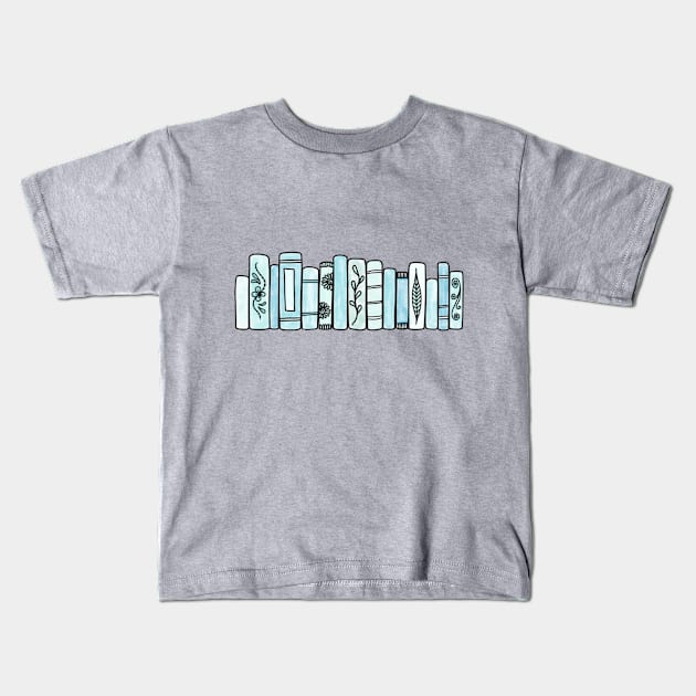 Blue Pastel Books Kids T-Shirt by Tilila